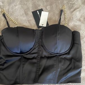 Black and gold corset crop top